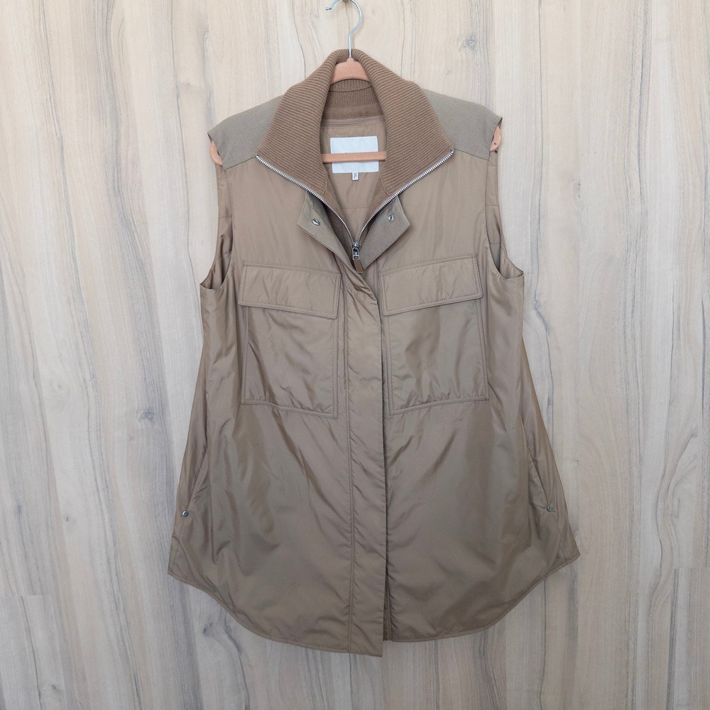 Lafayette 148 Womens Willis Vest L Tan Oversized Utility Quiet Luxury Minimalist